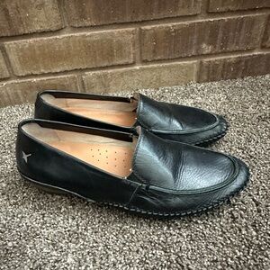 Pikolinos Jerez Black Leather Loafers Size 37 Excellent Condition